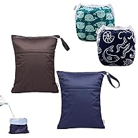ALVABABY 2pcs Superior Waterproof Wet Dry Bags and 2 Pack Swim Diapers
