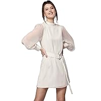 Women's Off White Polka Print Full Sleeve Dress