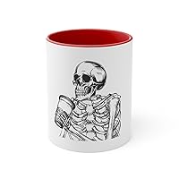 11oz Accent Coffee Mug Colors Novelty Bone Vertebrate Comical Costume Caffeine Humans Skeletal Java Caffeinated Drinks 11oz / Red