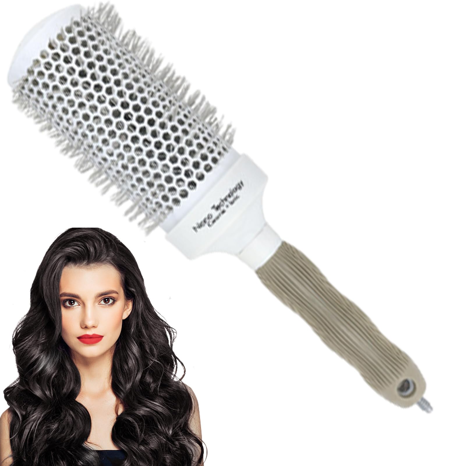 Roller Hair Brush | Aluminum Round Brush with Anti-Slip Handle | Volume Up Hairstyle Tool, Soft Salon Hairdressing Tool for Styling, Curling and Sensitive Scalp Biwingarden