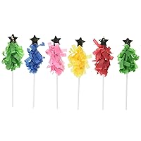 Unique Vibrant Christmas Tree-Shaped Assorted Colors Paper Cake Toppers (Pack of 6) | Ideal Party Decor for Unforgettable Holiday Celebrations