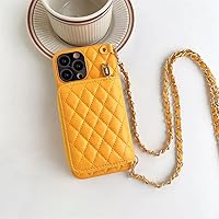 Crossbody Wallet Phone Case for iPhone 14 13 12 11 Pro Max Card Slot Lanyard Chain Strap Zipper Purse PU Leather Cover,Yellow,for iPhone 11Pro Max