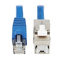 Tripp Lite Cat6a Keystone Jack Cable Assembly, Shielded Ethernet Extension Network Cable, PoE+, RJ45 M/F, 18 in, Blue (N237A-F18N-WHSH)