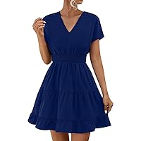 Sun Dresses for Women 2024 Casual, Tiered Dress Sexy Belted Comfortable and Cool Empire Waist, S XL