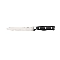HENCKELS Forged Accent Razor-Sharp 5-inch Serrated Utility Knife, Tomato Knife, German Engineered Informed by 100+ Years of Mastery,Black