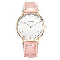 Womens Fashion Rose Gold Casual Watch with Pink Leather Watch Strap
