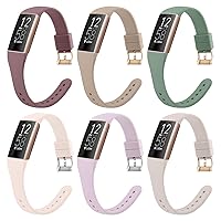 6 Pack Slim Soft Silicone Wristbands Compatible with Fitbit Charge 4 Bands, Sports Replacement Straps for Fitbit Charge 4 / Fitbit Charge 3 / Charge 4 SE/Charge 3 SE Women Men (Smoke Violet/Milk