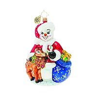 Christopher Radko Hand-Crafted European Glass Christmas Decorative Figural Ornament, Frosty and Baby Fawn