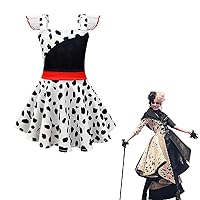 Halloween black and white witch Cruella costumes,girls‘ suspenders ruffled dresses.