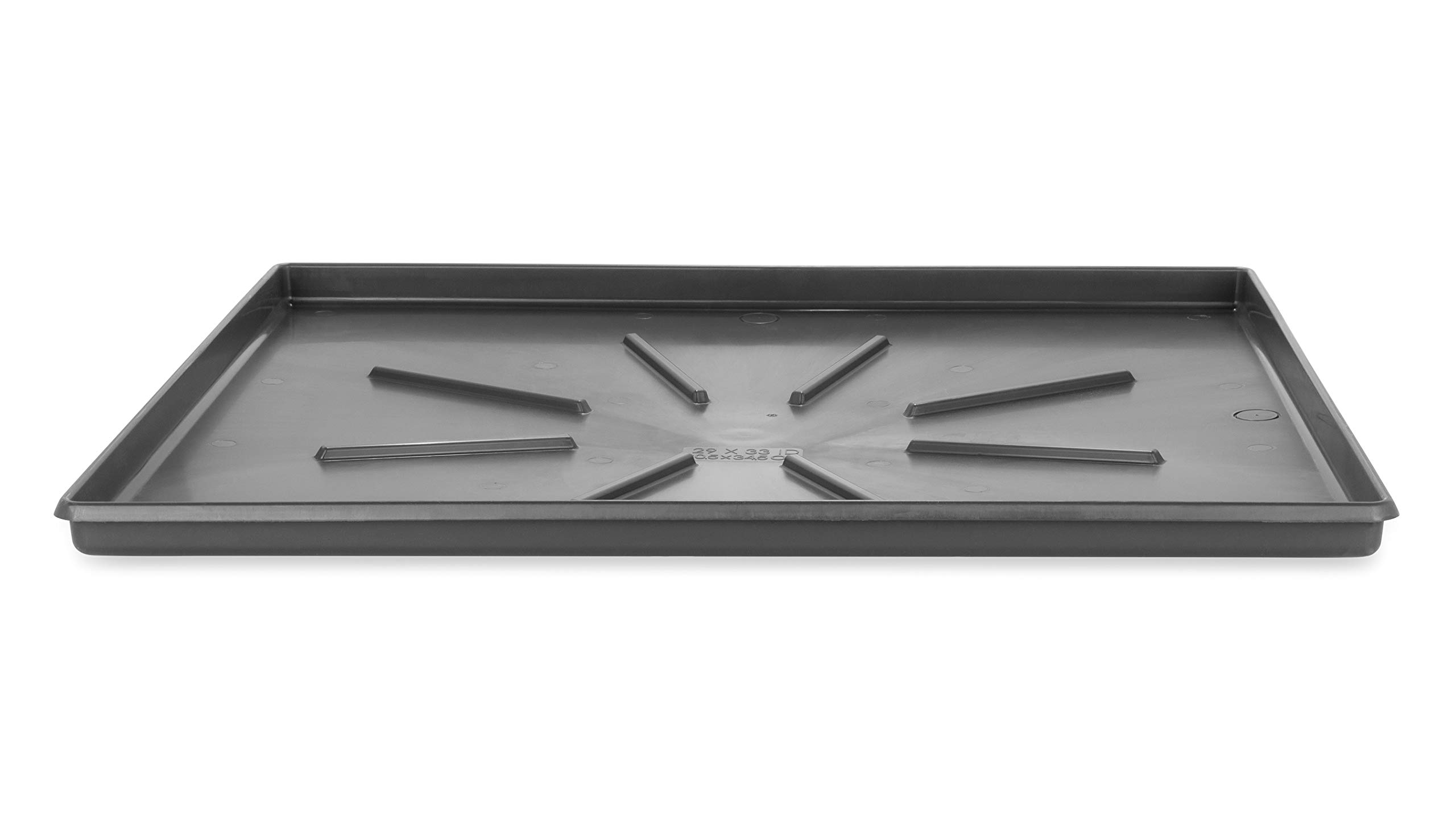 Camco 20784 Low Profile Washing Machine Drain Pan with PVC Fitting, 30 ½-Inch x 34 ½-Inch, Graphite - Protects Your Floors from Washing Machine Leaks - Easy to Use