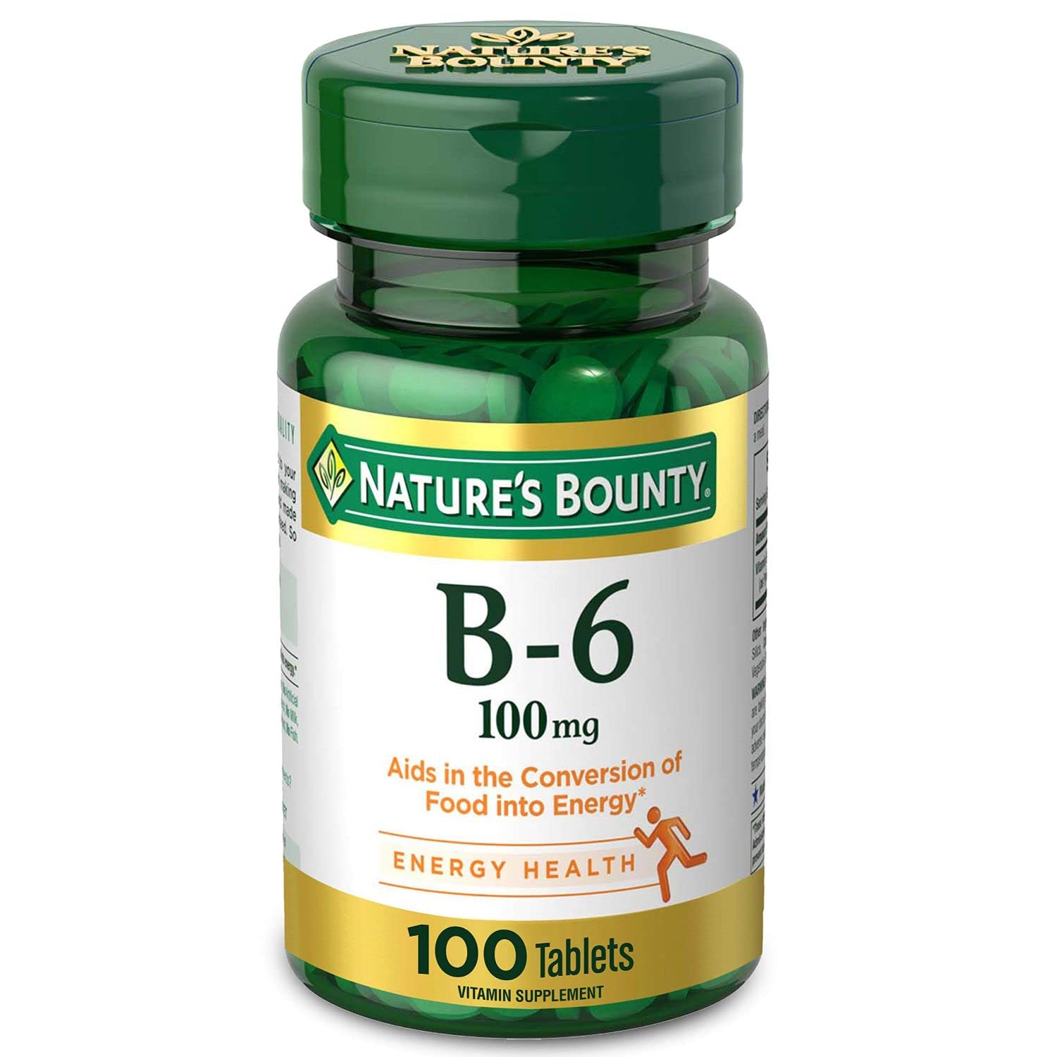 Nature’s Bounty Vitamin B6, Supports Energy Metabolism and Nervous System Health, 100mg, Tablets, 100 Ct