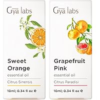 Sweet Orange Essential Oil for Diffuser & Grapefruit Essential Oil for Diffuser Set - 100% Natural Aromatherapy Grade Essential Oils Set - 2x0.34 fl oz - Gya Labs