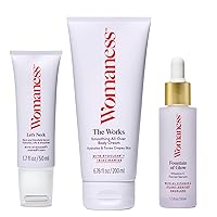 Womaness Menopause Skin Care Trio - Let's Neck Neck Moisturizer for Women (1.7 Fl Oz), Fountain of Glow Vitamin C Face Serum (1.5 Fl Oz) + The Works Body Cream (6.76 Fl Oz)