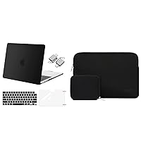 MOSISO Compatible with MacBook Air 13.6 inch Case 2022 Release A2681 M2, Neoprene Sleeve Bag with Small Case&Plastic Hard Case&Keyboard Cover&Screen Protector&Type C Adapter 2 Pack, Black