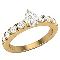Diamond Engagement Rings for Women GIA Certified Pear Cut Solitaire Diamond Ring 14K Gold 1.10 carat (L,I2)