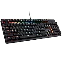 2021 GM212 Mechanical Gaming Keyboard, Cherry MX Red Switches, Office and Typing, Linear & Quiet, 104 Keys, Backlit RGB LED, Premium ABS Keycaps and Aluminum Base (Black)