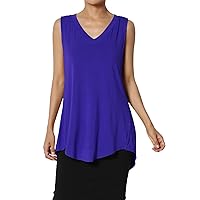 Women's S~3X Essentials Luxe Jersey Tunic V-Neck Relaxed Fit Sleeveless Top