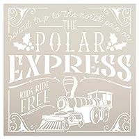 Polar Express Stencil by StudioR12 | DIY Kids Christmas Train Holly Home Decor | Craft & Paint Wood Sign | Reusable Mylar Template | Cursive Script North Pole Gift Select Size (15 inches x 15 inches)
