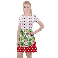 CowCow Womens Cap Sleeve Velour Dress Ladybugs Watercolor Beetles Short Sleeve Skater Dress