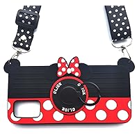 for Galaxy A52 Case Galaxy A52S Case Galaxy A53 Case Minnie Phone Case 3D Cute Camera Design Soft Silicone case,with Rotating Metal Bracket Lanyard,Gifts for Girls and Ladies (6.5in)