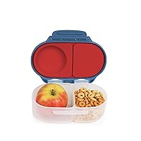 b.box Snack Box for Kids & Toddlers: 2 Compartment Snack Containers, Mini Bento Box, Lunch Box. Leak Proof, BPA free, Dishwasher safe. School Supplies. Ages 4 months+ (Blue Blaze, 12oz capacity)