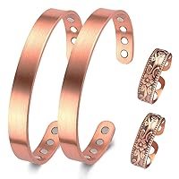 Vicmag 4PCS Copper Bracelet Ring for Women Men Magnetic Bracelet with Ultra Strength Magnets 100% Solid Pure Copper Gift Magnetic Field Therapy