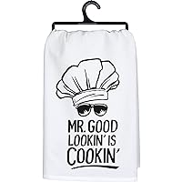 Primitives by Kathy Mr. Good Lookin' is Cookin' Decorative Kitchen Towel, White, 28