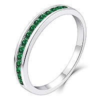 YL Stackable Ring 925 Sterling Silver Halo Birthstones Eternity Bands for Women