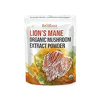 Lions Mane Mushroom Extract Powder Supplement Organic 228 Servings - Double Extracted for Highest Potency - Dissolves in Coffee, Tea, Juice etc. 8oz