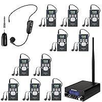 Retekess TR508 FM Listening System with TT123 Wireless Microphone and 10 PR13 FM Receiver for Drive in Movie, Church, FCC Certified
