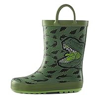 mysoft Kids Rain Boots for Girls Boys Toddler Waterproof Rubber Cute Printed with Easy-On Handles
