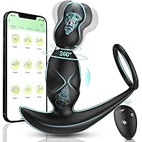 Prostate Massager Sex Toys for Men - 5IN1 360° Rotating Anal Adult Toys with 4 Anal Plug Beads, 9 Vibrating Butt Plug, G-spot Male Vibrator Sex Toys with Penis Ring, Male Sex Toy for Men Couples