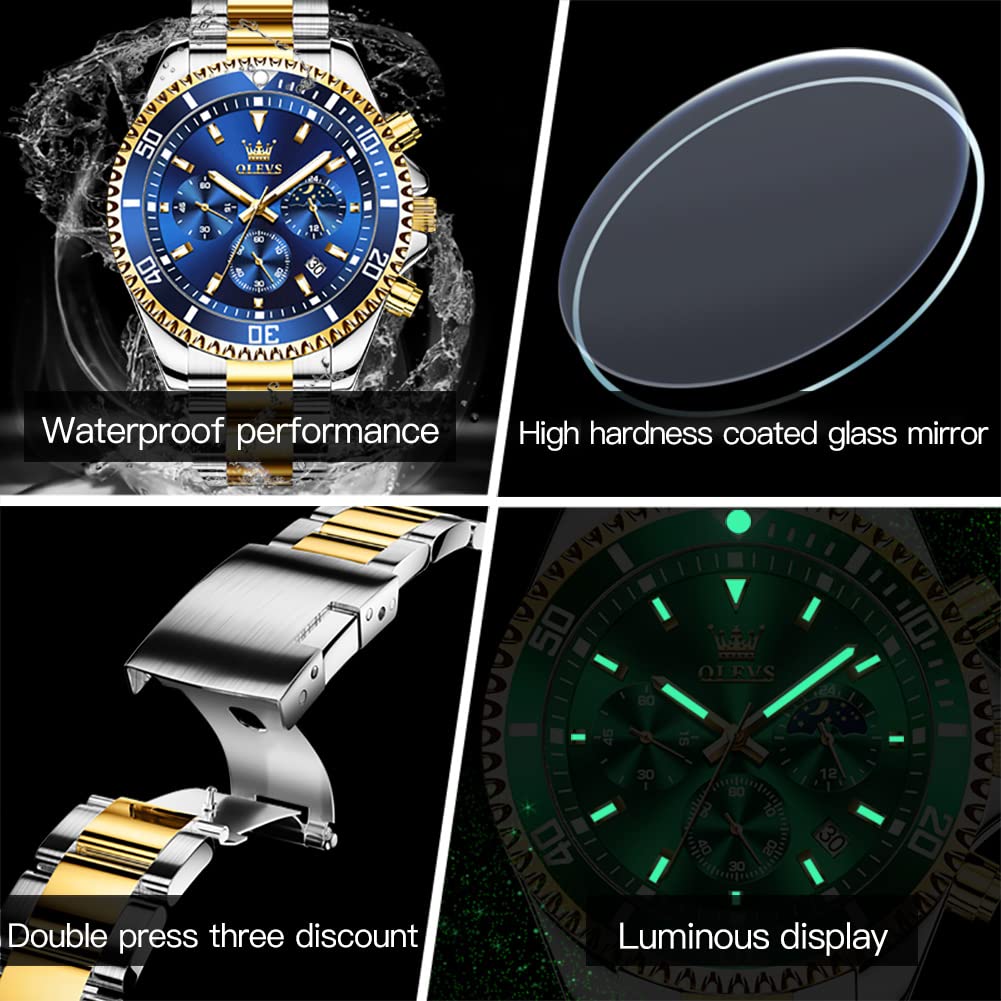 OLEVS Herren-Automatikuhren für Herren, Skelett, mechanische Luxus-Armbanduhr, Schwarz, Silber, wasserdicht, leuchtender Saphir-Kristall