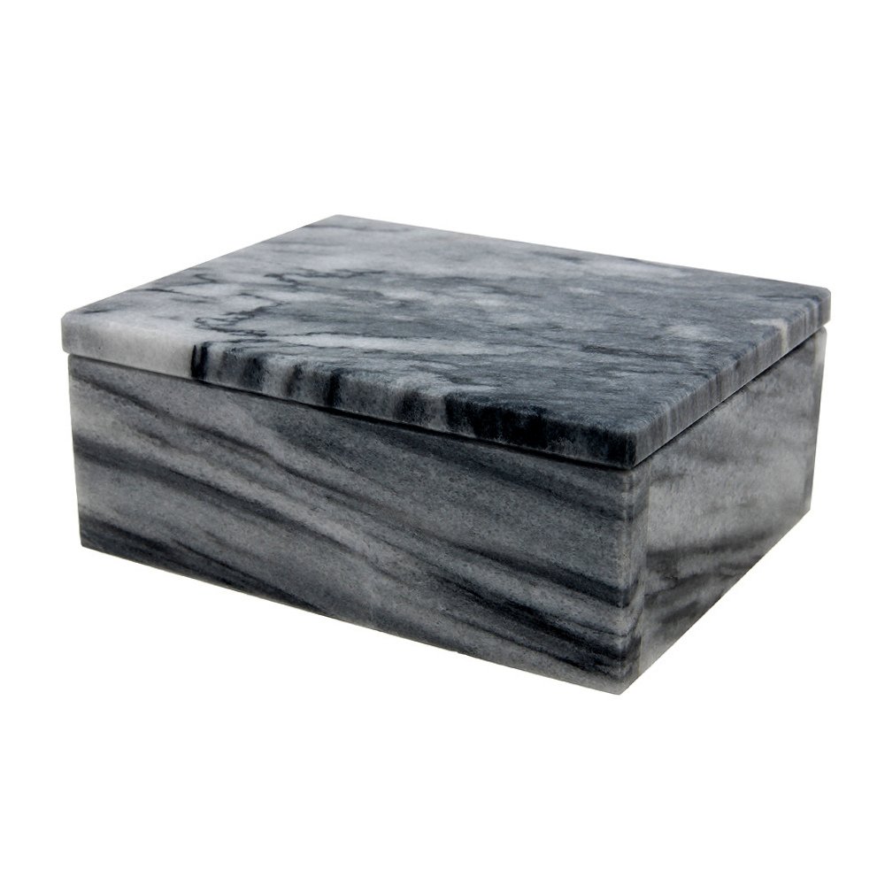 Asteria Collection Cloud Gray Marble 5" Polished Finish Rectangular Keepsake Box