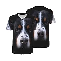 Bernese Mountain Dog Men's Short-Sleeved Baseball T-Shirt, Classic Casual Short-Sleeved Sports Shirt Baseball Apparel