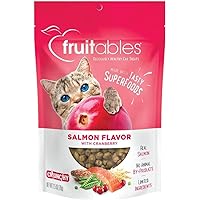 Fruitables Cat Crunchy Treats For Cats – Healthy Low Calorie Packed with Protein – Free of Wheat, Corn and Soy – Made with Real Salmon with Cranberry – 2.5 Ounces