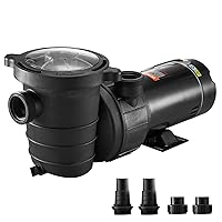 VEVOR Swimming Pool Pump, 2.0HP 115 V, 1500 W Single Speed Pumps for Above Ground Pool w/Strainer Basket, 5400 GPH Max. Flow, Certification of ETL for Security