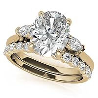 10K Solid Yellow Gold Handmade Engagement Ring 2 CT Oval Cut Moissanite Diamond Solitaire Wedding/Bridal Ring for Women/Her Engagement Ring Set