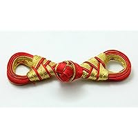 Lyracces Sewing Fasteners Knotting Pipa Fabric Satin Chinese Decorative Knots Cheongsam Frogging Button 10pair (Red Golden)