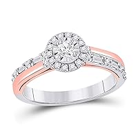 10kt Two-tone Gold Womens Round Diamond Solitaire Bridal Wedding Engagement Ring 1/2 Cttw
