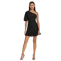 Donna Morgan Sequin Ruching and Ruffle Hem | Short Party Dresses for Women