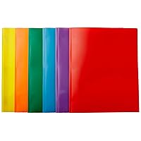 Amazon Basics Heavy Duty Plastic Folders with 2 Pockets for Letter Size Paper, Assorted Color, Pack of 6