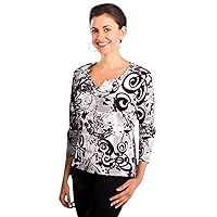 Top titled Sally designed with a geometric pattern
