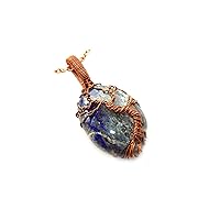 Lapis Lazuli Gemstone Necklace, Copper Wire Wrapped Jewelry, Tree of Life Gemstone Jewellery DR-1193