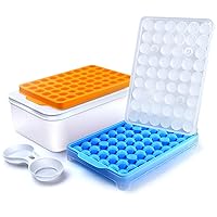 Mini Round Ice Cube Tray with Lid and Bin, 2 pack Silicone Ice Cube Trays for Freezer,Circle Ice Mold,Ice Trays for Freezer Making 100pcs 20mm Sphere Ice Balls Chilling Cocktail Whiskey Coffee