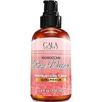 Pure Rose Water, Large 4oz (Moroccan) Made from Petals: 100% All Natural Rosewater Bottle - Best Complete Facial & Skin Toner, Hair Oil, Moisturizer and Cleanser - Makes a Great Rose Tub Tea