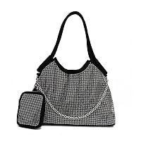 Y2K Rhinestone Tote Bag for Women Sparkly Shoulder Bag Bling Evening Handbag Crystal Cluth Purse For Party Wedding
