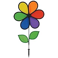 In the Breeze 12-Inch Rainbow Flower Spinner, 2639, 6-Petal Flower Spinner with Leaves