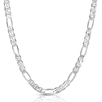 Savlano 925 Sterling Silver Italian Solid Figarucci Figaro Mariner Flat Link Chain Necklace For Men & Women - Made in Italy Comes Gift Box