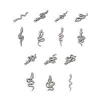 Pandahall 14pcs 304 Stainless Steel Snake Charms Smooth Metal Animal Pendants for Bracelet Necklace Men Women Jewelry